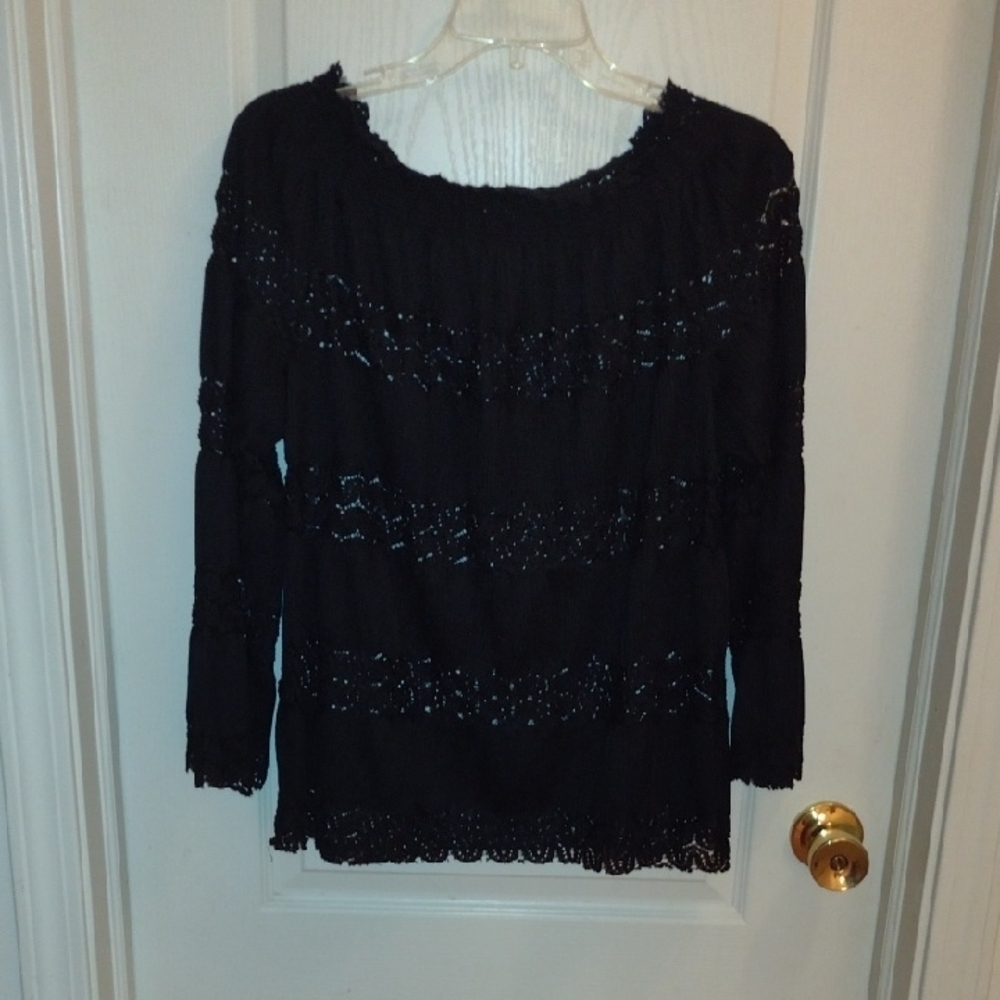 Say What? Black Textured Top